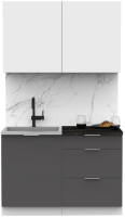 Кухонный гарнитур Интермебель Микс Топ-1 1.2м (белый премиум/графит серый/тунис) - 