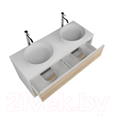 Тумба под умывальник ЗОВ Парма 120 / P120LWP0MHMC1A-KP13W (белый/галифакс)