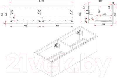 Тумба под умывальник ЗОВ Кито 120 / K120LW0MWMC-KP13W (белый/белый матовый)