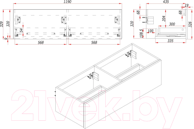 Тумба под умывальник ЗОВ Кито 120 / K120LW0MRMC-KP13W (белый/тростник)