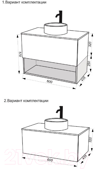 Тумба под умывальник ЗОВ Кито-2 60 / 2K60LW0MWMC-KP13W