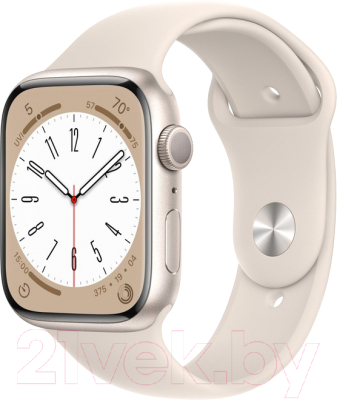 Умные часы Apple Watch Series 8 GPS 45mm / MNUP3 (звездный свет, ремешок S/M)