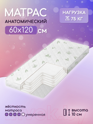 Матрас в кроватку Капризун Джангл Симпл Струтто 60x120 / 413069