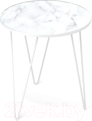 Журнальный столик Мебелик SHT-CT27 (белый муар/белый мрамор)