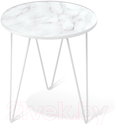 Журнальный столик Мебелик SHT-CT27 (белый муар/белый мрамор)