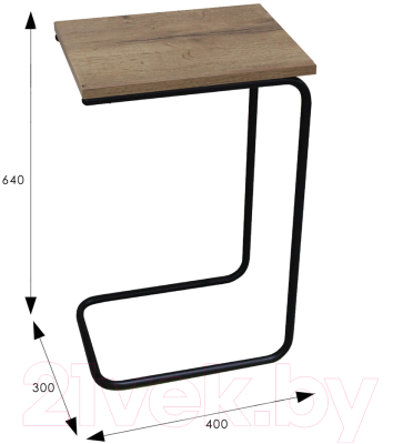 Приставной столик Мебелик SHT-CT9 (дуб галифакс табак/черный муар)