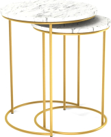Комплект журнальных столиков Мебелик SHT-CT7 (мрамор каррара белый/золото) - 