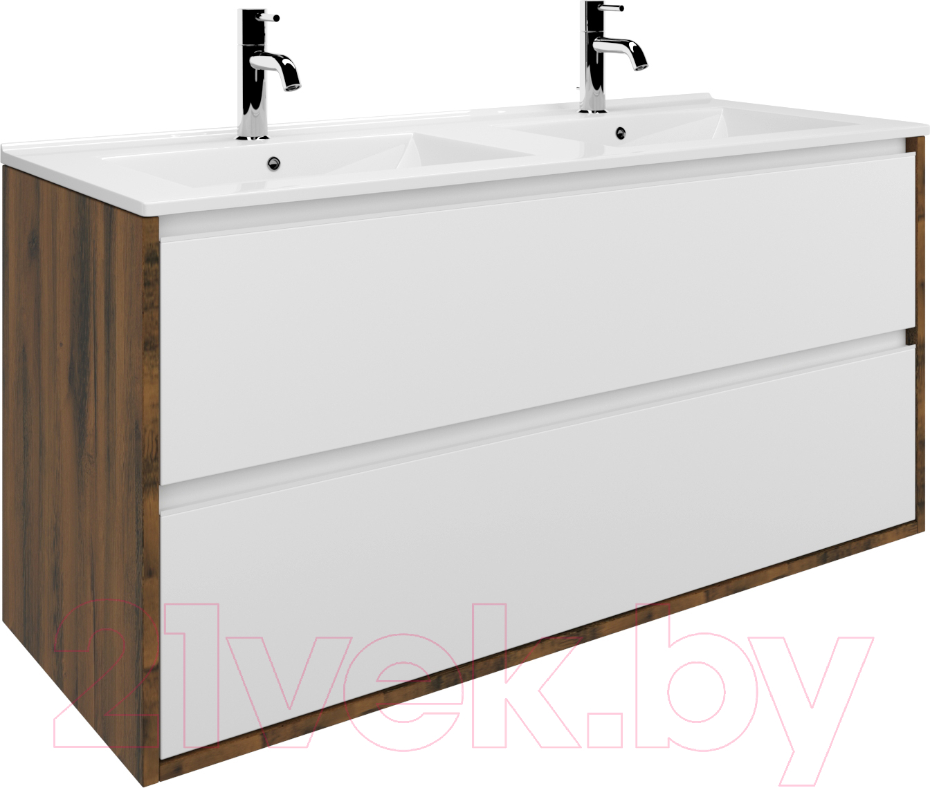 Тумба с умывальником ЗОВ Парма 120 / P120LA0MWMC1A-OL120 (аттик/белый матовый/алюминий)