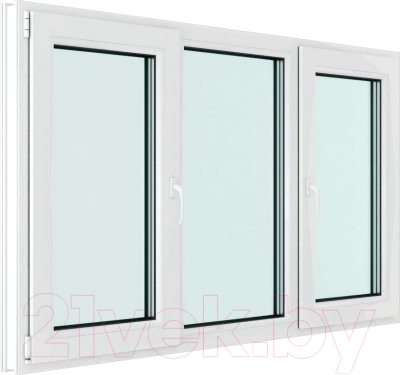 Изображение товара Окно ПВХ Brusbox Futuruss 3 части Поворотно-откидные створки по краям 2 стекла (1500x2100x60)