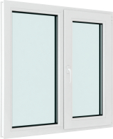 Окно ПВХ Brusbox Futuruss Двухстворчатое Поворотно-откидное правое 3 стекла (1000x1000x70) -