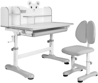 Парта+стул Anatomica Umka XL с надстройкой, ящиком и подставкой для книг (белый/серый) - 