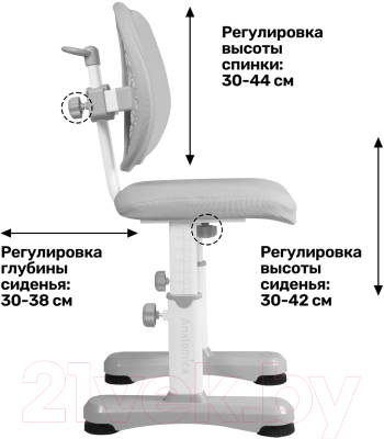 Парта+стул Anatomica Umka XL с надстройкой, ящиком и подставкой для книг (белый/серый)