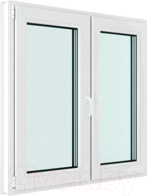 Изображение товара Окно ПВХ Brusbox Futuruss Двухстворчатое 2 поворотно-откидные створки 3 стекла (1450x1450x70)