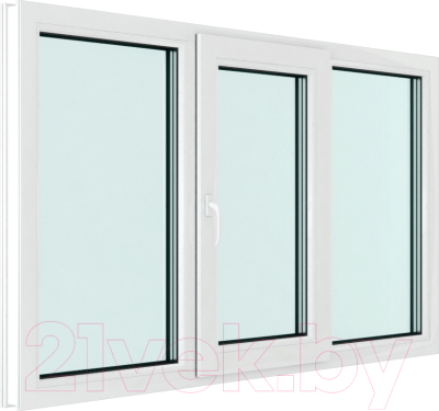 Изображение товара Окно ПВХ Brusbox Futuruss 3 части Поворотно-откидная центральная створка 3 стекла (1250x1850x70)