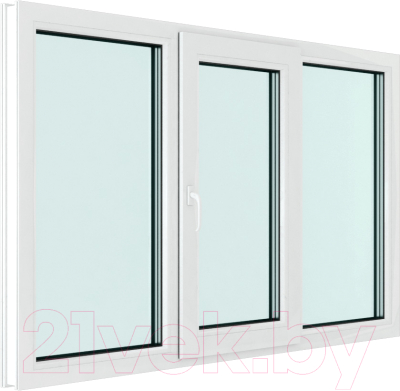 Изображение товара Окно ПВХ Brusbox Futuruss 3 части Поворотно-откидная центральная створка 3 стекла (1400x2000x70)