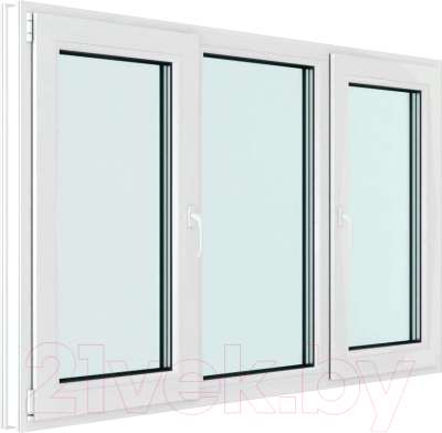 Изображение товара Окно ПВХ Brusbox Futuruss 3 части Поворотно-откидные створки по краям 3 стекла (1800x2200x70)