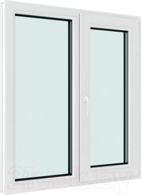 Изображение товара Окно ПВХ Brusbox Futuruss Двухстворчатое Поворотно-откидное правое 3 стекла (1400x1000x70)