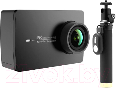 Экшн-камера YI 4K Action Camera (с моноподом, черный)