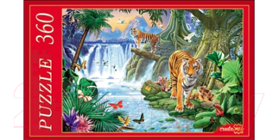 Пазл РЫЖИЙ КОТ Тигры у водопада / МГ360-4002 (360эл)