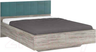 Двуспальная кровать Премиум Рондо 1 160x200 (дуб артвуд темный/бензин)