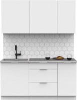 Кухонный гарнитур Интермебель Микс Топ-2 1.6м (белый премиум/мрамор лацио белый) - 