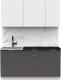 Готовая кухня Интермебель Микс Топ-2 1.6м (белый премиум/графит серый/тунис) - 