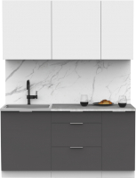 Кухонный гарнитур Интермебель Микс Топ-2 1.6м (белый премиум/графит серый/венато) - 