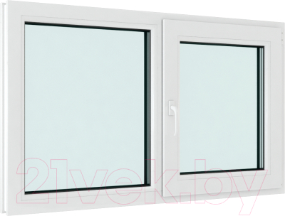 Изображение товара Окно ПВХ Brusbox Futuruss Двухстворчатое Поворотно-откидное правое 3 стекла (1000x1400x70)