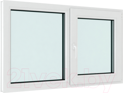 Окно ПВХ Brusbox Futuruss Двухстворчатое Поворотно-откидное правое 3 стекла (1300x900x70)