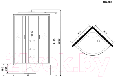 Душевая кабина Niagara NG-308-01 90x90x220