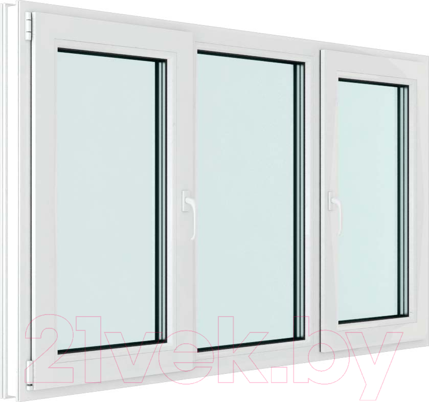 Окно ПВХ Brusbox Futuruss 3 части Поворотно-откидные створки по краям 3 стекла (1300x2000x70)