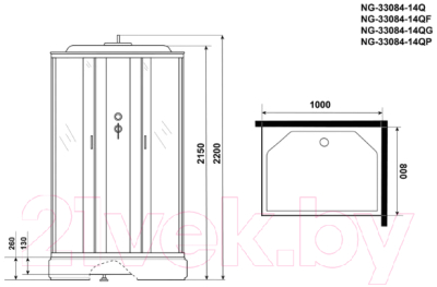 Душевая кабина Niagara NG-33084-14QG 100x80x215 (матовое стекло)