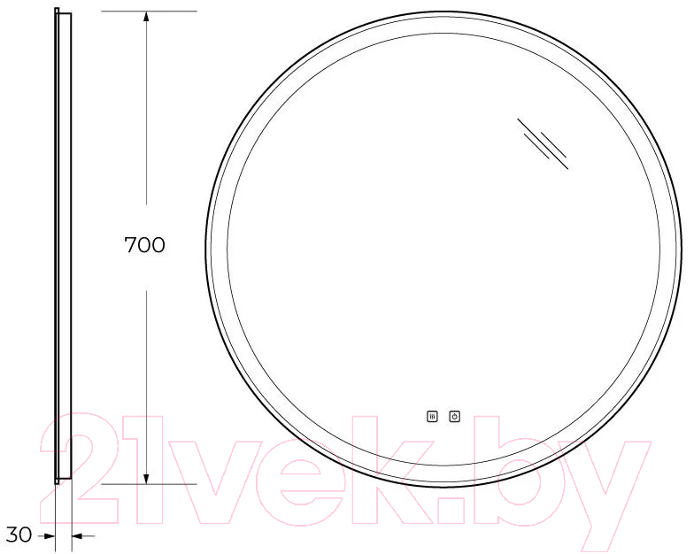 Зеркало BelBagno SPC-RNG-700-LED-TCH-SND