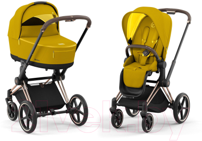 Детская универсальная коляска Cybex Priam IV 2 в 1 (Mustard Yellow/Rose Gold Frame)