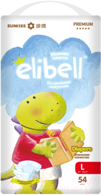 Подгузники детские Elibell Premium L 9-14кг (54шт)