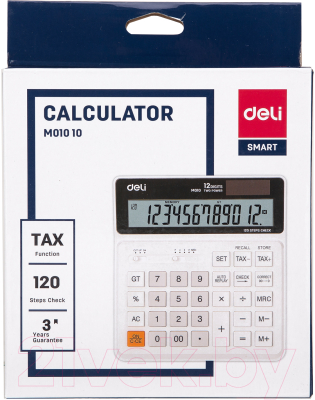 Калькулятор Deli Smart / M01010 (белый)