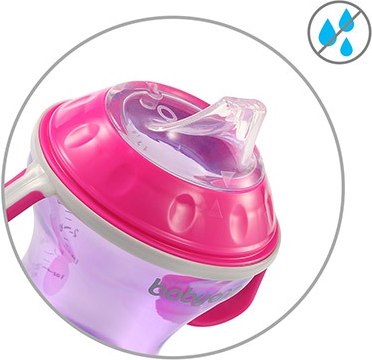 Поильник BabyOno Natural Nursing c мягким носиком 3м+ / 1456/02 (180мл, розовый/фиолетовый)