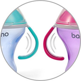 Поильник BabyOno Natural Nursing c мягким носиком 3м+ / 1456/02 (180мл, розовый/фиолетовый)