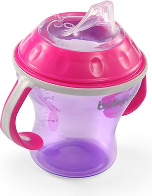Поильник BabyOno Natural Nursing c мягким носиком 3м+ / 1456/02 (180мл, розовый/фиолетовый)