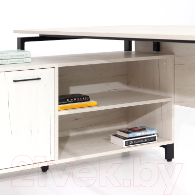 Письменный стол Millwood Олесунн 2 с тумбой левой (дуб белый Craft/металл черный)