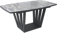 Обеденный стол Listvig Kameron раздвижной 160-205x90 (HPL-платик серый камень/черный) - 