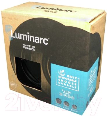 Набор тарелок Luminarc Plumi V2483 (18шт, черный)