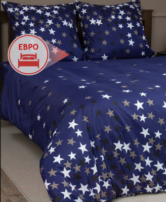 Комплект постельного белья Amore Mio Мако-сатин MilkyWay Микрофибра Евро 41480 / 93098 (синий)