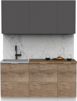 Кухонный гарнитур Интермебель Микс Топ-2 1.6м (графит серый/дуб каньон/дуб фигурный светлый) - 