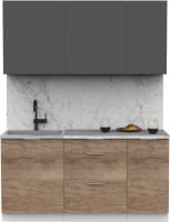 Готовая кухня Интермебель Микс Топ-2 1.6м (графит серый/дуб каньон/мрамор лацио белый) - 