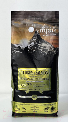 Сухой корм для собак Black Olympus Для пожилых стерилиз. всех пород индейка, лосось с бурым рисом (2кг)