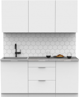 Кухонный гарнитур Интермебель Микс Топ-3 1.7м (белый премиум/мрамор лацио белый) - 