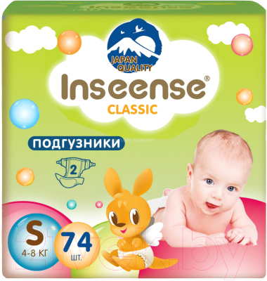 Подгузники детские Inseense Classic Plus S 4-8 кг / InsCS74Lime (74шт)