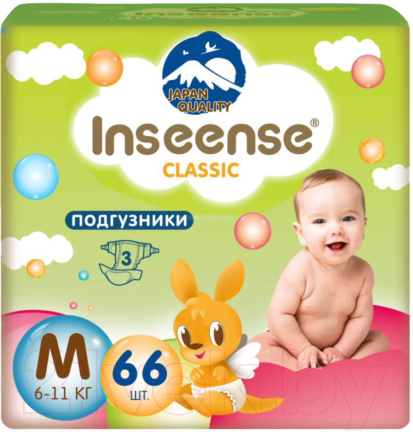 Подгузники детские Inseense Classic Plus M 6-11 кг / InsCM66Lime