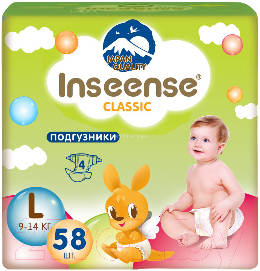 Подгузники детские Inseense Classic Plus L 9-14 кг / InsCL58Lime